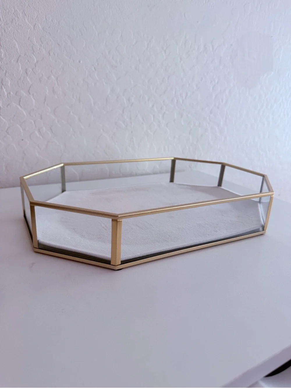 Isaac Jacobs Gold Mirrored Octagon Decorative Vanity Serving Tray
